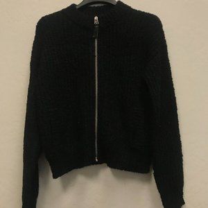 BLACK TAPE Women's Black Zip-up sweater Medium
